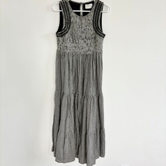 Auguste The Label Dresses & Skirts - Auguste the Label Smocked Bust Blac White Gingham‎ Plaid Maxi Tank Dress Small
